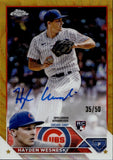 2023 Hayden Wesneski Topps Chrome ROOKIE GOLD WAVE REFRACTOR AUTO 35/50 AUTOGRAPH #RA-HW Chicago Cubs
