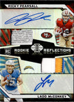 2024 Ladd McConkey Ricky Pearsall Panini Illusions PURPLE ROOKIE REFLECTIONS DUAL PATCH AUTO 04/49 AUTOGRAPH RELIC RC #RRA-WR2 Chargers 49ers