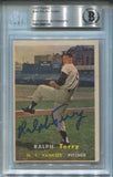 1957 Ralph Terry Topps BAS AUTHENTIC AUTO AUTOGRAPH #391 New York Yankees 8156