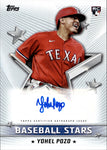 2022 Yohel Pozo Topps Series 1 ROOKIE BASEBALL STARS AUTO AUTOGRAPH RC #BSA-YPO Texas Rangers
