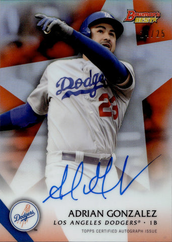 2015 Adrian Gonzalez Bowman's Best ORANGE REFRACTOR BEST OF 2015 AUTO 24/25 AUTOGRAPH #B15-AG Los Angeles Dodgers