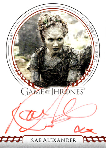 2022 Kae Alexander as Leaf Rittenhouse Game of Thrones Volume 2 RED INK AUTO AUTOGRAPH #_KAAL 2