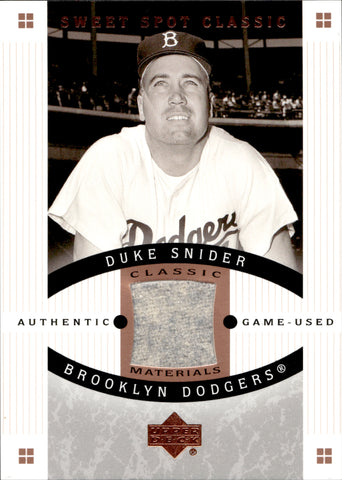 2005 Duke Snider Upper Deck Sweet Spot Classic MATERIALS JERSEY RELIC #CM-SN Brooklyn Dodgers