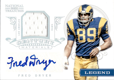 2012 Fred Dryer Panini National Treasures CENTURY MATERIALS JERSEY AUTO 25/25 AUTOGRAPH RELIC #52 Los Angeles Rams HOF