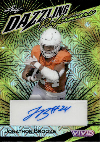 2024 Jonathon Brooks Leaf Vivid DAZZLING PERFORMERS ROOKIE BLACK MOJO AUTO 1/5 AUTOGRAPH RC #DP-JB1 Carolina Panthers