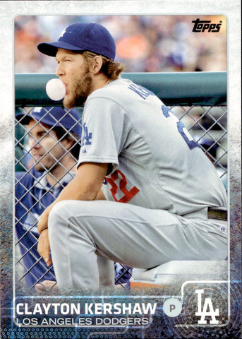 2015 Clayton Kershaw Topps Series 1 SP BUBBLE GUM BUBBLE VARIATION #100 Los Angeles Dodgers