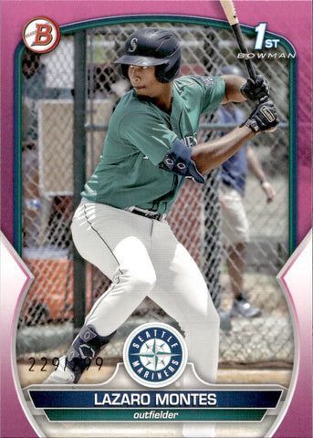 2023 Lazaro Montes Bowman 1ST BOWMAN PROSPECTS FUCHSIA 229/299 #BP-58 Seattle Mariners