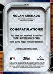 2022 Nolan Arenado Topps Tribute AUTO 54/75 AUTOGRAPH #TA-NA St. Louis Cardinals