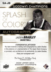 2023 Jaden Bradley Upper Deck Goodwin Champions SPLASH OF COLOR ROOKIE AUTO AUTOGRAPH RC #SA-JB Arizona Wildcats