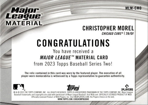 2023 Christopher Morel Topps Series 2 ROOKIE MAJOR LEAGUE MATERIAL JERSEY  RELIC RC #MLM-CMO Chicago Cubs