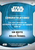 2020 Ian Whyte as Bollie Prindel Autograph Topps Chrome Star Wars Perspectives #A-IW BLUE REFRACTOR 107/150 AUTO