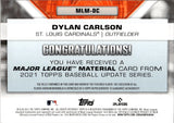 2021 Dylan Carlson Topps MAJOR LEAGUE MATERIAL ROOKIE PATCH 16/25 RELIC #MLM-DC St. Louis Cardinals