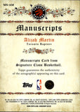 2025-26 Alijah Martin Topps Signature Class MANUSCRIPTS RED ROOKIE AUTO 09/25 AUTOGRAPH RC #MS-AM Toronto Raptors