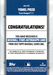 2022 Yohel Pozo Topps Series 1 ROOKIE BASEBALL STARS AUTO AUTOGRAPH RC #BSA-YPO Texas Rangers
