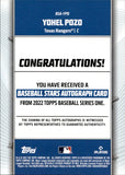 2022 Yohel Pozo Topps Series 1 ROOKIE BASEBALL STARS AUTO AUTOGRAPH RC #BSA-YPO Texas Rangers