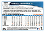 2013 Miguel Cabrera Topps SP PHOTO VARIATION #660 Detroit Tigers