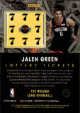 2021-22 jalen Green Panini Contenders Optic CRACKED ICE LOTTERY TICKET #2 Houston Rockets