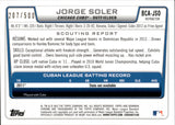 2012 Jorge Soler Bowman Chrome Prospects REFRACTOR AUTO 207/500 AUTOGRAPH #BCA-JSO Chicago Cubs