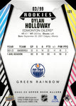 2022-23 Dylan Holloway Upper Deck Allure GREEN RAINBOW DIE BUT 03/99 #121 Edmonton Oilers