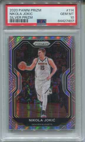 2020-21 Nikola Jokic Panini Prizm HOLO SILVER PSA 10 #114 Denver Nuggets 7407