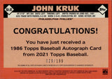2021 John Kruk Topps 1986 DESIGN BLACK AUTO 029/199 AUTOGRAPH #86A-JKR Philadelphia Phillies