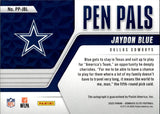 2025 Jaydon Blue Donruss Elite ROOKIE PEN PALS BLACK INK AUTO AUTOGRAPH RC #PP--JBL Dallas Cowboys