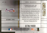 2003 Greg Maddux Donruss Elite ALL-TIME CAREER BEST PATCH JERSEY 078/400 RELIC #AT-32 Atlanta Braves HOF