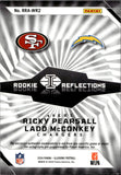 2024 Ladd McConkey Ricky Pearsall Panini Illusions PURPLE ROOKIE REFLECTIONS DUAL PATCH AUTO 04/49 AUTOGRAPH RELIC RC #RRA-WR2 Chargers 49ers