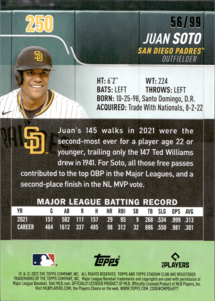 San Diego Padres: Juan Soto 2022 - Officially Licensed MLB