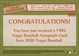 2020 Trent Grisham Topps 1985 DESIGN ROOKIE AUTO AUTOGRAPH #85A-TG Milwaukee Brewers