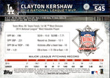 2015 Clayton Kershaw Topps Series 2 MOTHER'S DAY PINK 18/50 #545 Los Angeles Dodgers