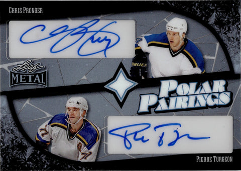2025 Chris Pronger Pierre Turgeon Leaf Metal POLAR PAIRINGS DUAL AUTO 1/1 ONE OF ONE AUTOGRAPH #PP-9 St. Louis Blues
