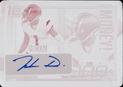 2023 Jahan Dotson Leaf Metal SO MONEY! ROOKIE MAGENTA PRINTING PLATE AUTO 1/1 ONE OF ONE AUTOGRAPH RC #SM-JD Washington Commanders