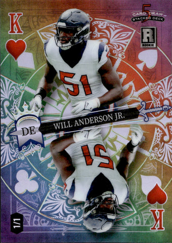 2023 Will Anderson Jr. Wild Card 5 Card Draw STACKED DECK RAINBOW ROOKIE 1/1 ONE OF ONE RC #DK-WA Houston Texans