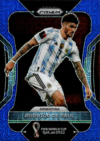 2022 Rodrigo de Paul Panini Prizm World Cup Qatar BLUE MOJO 44/75 #12 Argentina