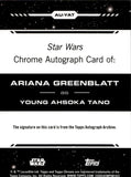 2024 Ariana Greenblatt as Young Ahsoka Tano Topps Chrome Star Wars PURPLE REFRACTOR ROOKIE DEBUT AUTO 015/199 AUTOGRAPH #AU-YAT Ahsoka