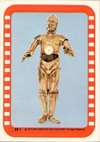 1977 The Marvelous Droid See-Threepio Topps Star Wars STICKER #37