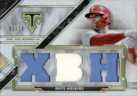 2021 Rhys Hoskins Topps Triple Threads TRIPLE JERSEY 01/36 RELIC #TTR-RH4 Philadelphia Phillies