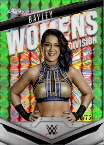 2025 Bayley Topps Chrome WOMEN'S DIVISION GREEN GEOMETRIC REFRACTOR 36/75 #WD-BAY Friday Night Smackdown