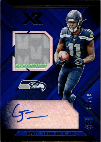 2019 Gary Jennings Jr. Panini XR ROOKIE SWATCH BLUE PATCH JERSEY AUTO 35/49 Seattle Seahawks #RSA-38