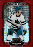2025-26 Sam Dickinson Upper Deck O-PEE-CHEE Platinum PREVIEW MARQUEE ROOKIE RED PRISM 25/50 RC #P-6 San Jose Sharks