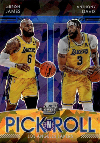 2021-22 LeBron James Anthony Davis Contenders Optic BLUE ICE PICK N ROLL 36/75 #4 Los Angeles Lakers