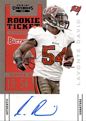 2012 LaVonte David Panini Contenders ROOKIE TICKET AUTO AUTOGRAPH RC #158 Tampa Bay Buccaneers 9