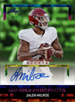 2024 Jalen Milroe Leaf In the Game Used RAINBOW FOIL GOLD PROSPECTS AUTO 09/35 AUTOGRAPH #LGP-JM1 Seattle Seahawks