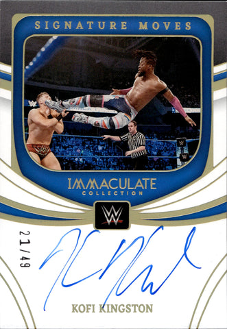 2022 Kofi Kingston Panini Immaculate WWE SIGNATURE MOVES AUTO 21/49 AUTOGRAPH #SM-KKG Friday Night Smackdown New Day