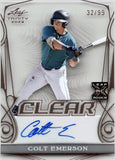 2023 Colt Emerson Leaf Trinity CLEAR ROOKIE AUTO 32/99 AUTOGRAPH RC #CA-CE1 Seattle Mariners
