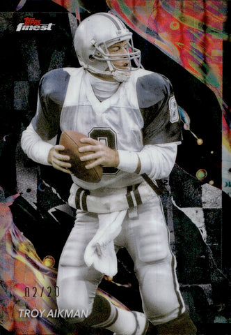 2024 Troy Aikman Topps Finest OIL SPILL REFRACTOR 02/20 UNCOMMON #114 Dallas Cowboys HOF