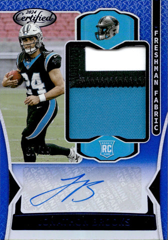 2024 Jonathon Brooks Panini Certified ROOKIE MIRROR BLUE PATCH AUTO 67/99 AUTOGRAPH RELIC #FMS-JBS Carolina Panthers