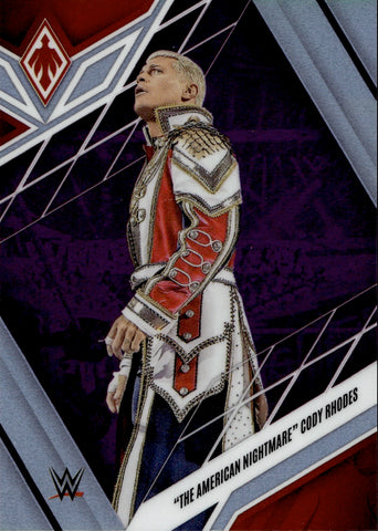 2023 "The American Nightmare" Cody Rhodes Panini Chronicles Phoenix PURPLE 47/49 #307 Monday Night Raw