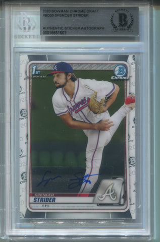 2020 Spencer Strider Bowman Chrome Draft 1ST BOWMAN BAS AUTHENTIC STICKER AUTO AUTOGRAPH #BD-20 Atlanta Braves 1607